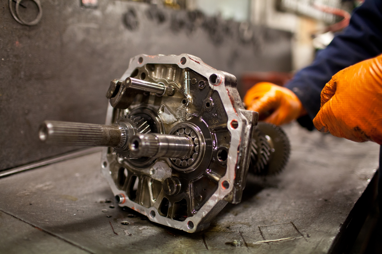 Gearbox component work illustrating the workshop service
